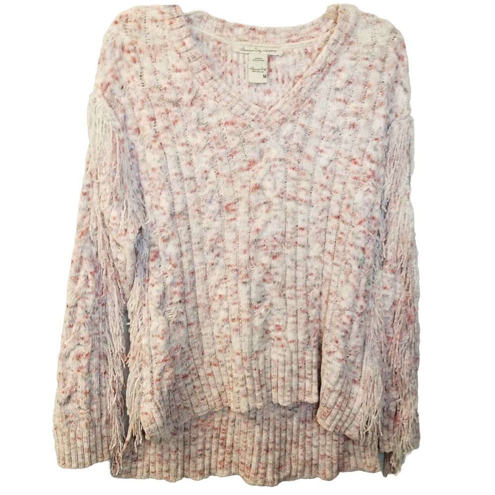American Rag Cie Sweater Women's Medium Boho Fringed Knit Fall Winter
